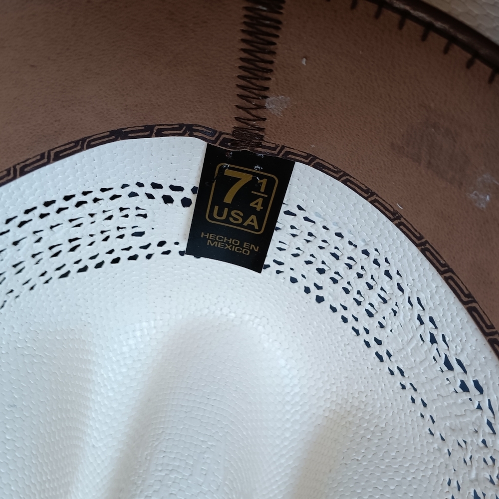 Bangora Branded Cream Straw Cowboy Hat with Band - Picture 12 of 13
